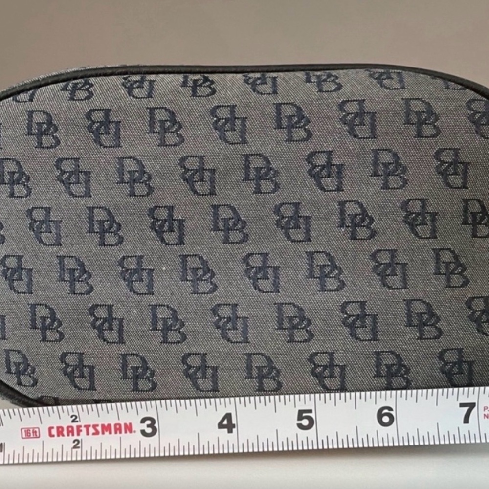 Dooney & Bourke Gray Signature Print Mini Hobo Bag w/Black Pebbled Leather Trim - Picture 7 of 11